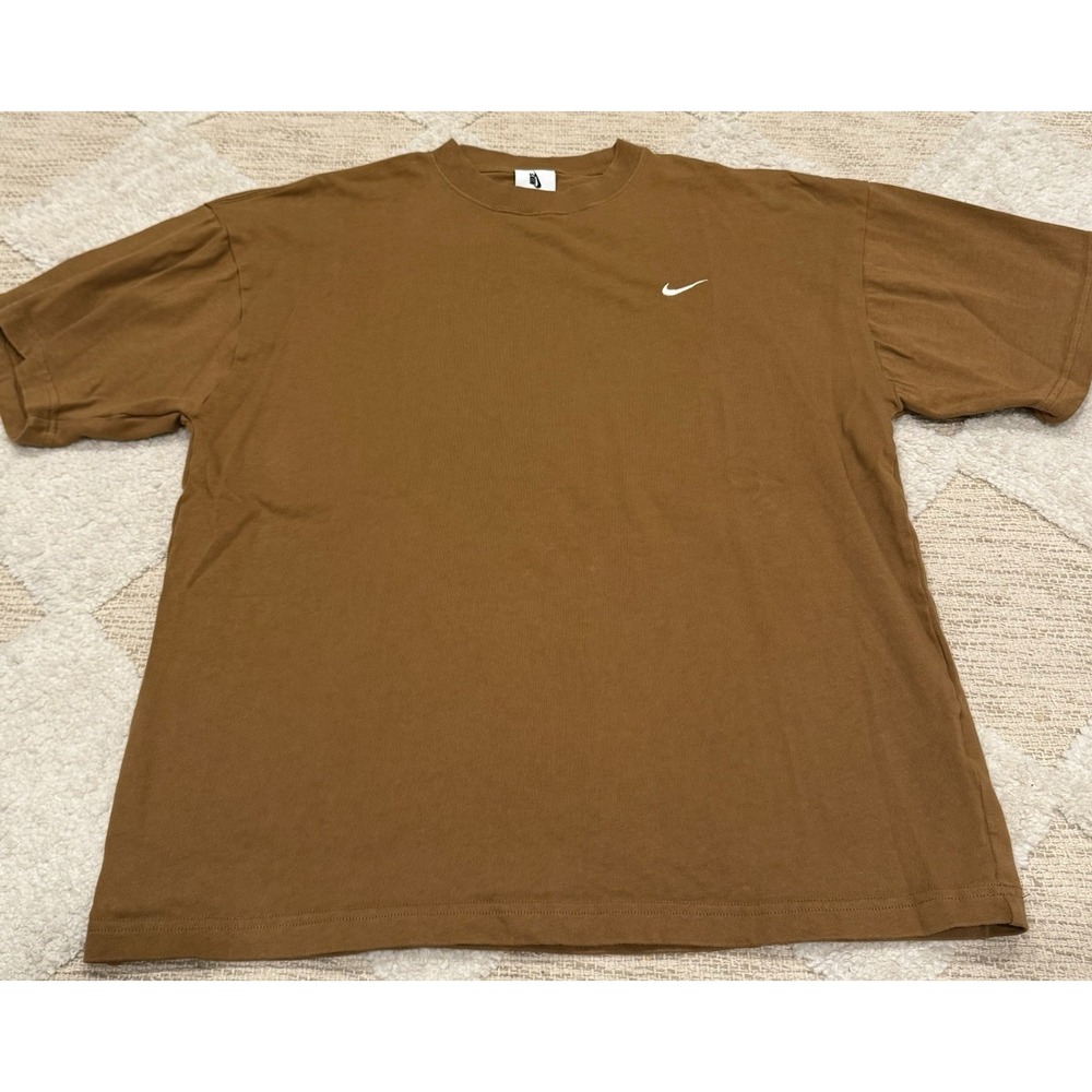 Nike Labs Center Swoosh T Shirt Tee Shirt Brown Beige Men's Size Large Small